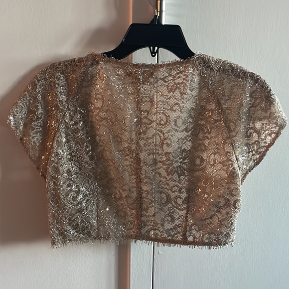 Beautiful silver metallic lace and nude shrug - Picture 4 of 4